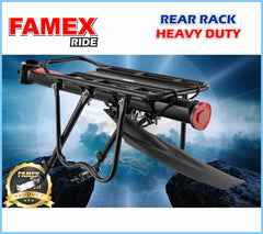 Famex Ride Bike Pannier Rack Rear Bike Rack Mountain Bike Rack Bicycle Rear Rack Carrier with Reflector Adjustable And Quick Release System Seat post Rack Black, With Mudguard, 50KG Capacity, 24"-29"
