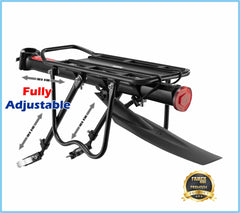 Famex Ride Bike Pannier Rack Rear Bike Rack Mountain Bike Rack Bicycle Rear Rack Carrier with Reflector Adjustable And Quick Release System Seat post Rack Black, With Mudguard, 50KG Capacity, 24"-29"