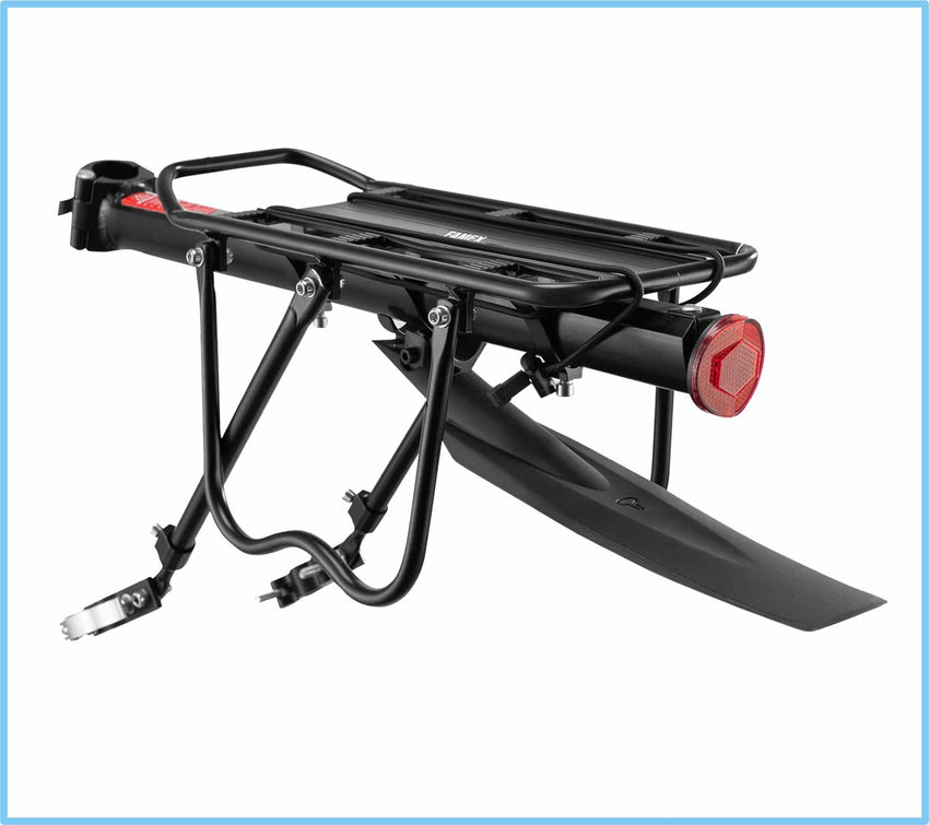 Famex Ride Bike Pannier Rack Rear Bike Rack Mountain Bike Rack Bicycle Rear Rack Carrier with Reflector Adjustable And Quick Release System Seat post Rack Black, With Mudguard, 50KG Capacity, 24"-29"
