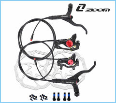 FAMEX RIDE Zoom Hydraulic Disc Brakes Mountain Bike Sets MTB Front & Rear Set with Floating Disc Rotor 160mm & Colour Bolts (Black)