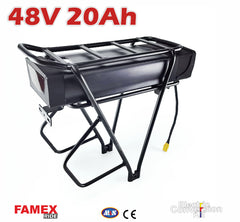 FAMEX RIDE® 48V20Ah E-bike Li-ion Rear Battery & Rack USB