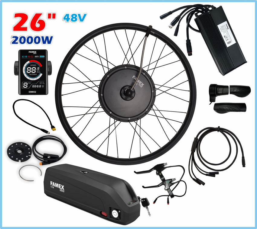 FAMEX Ride®2000W 48V & 52V Electric Bicycle Conversion Kit + BATTERY