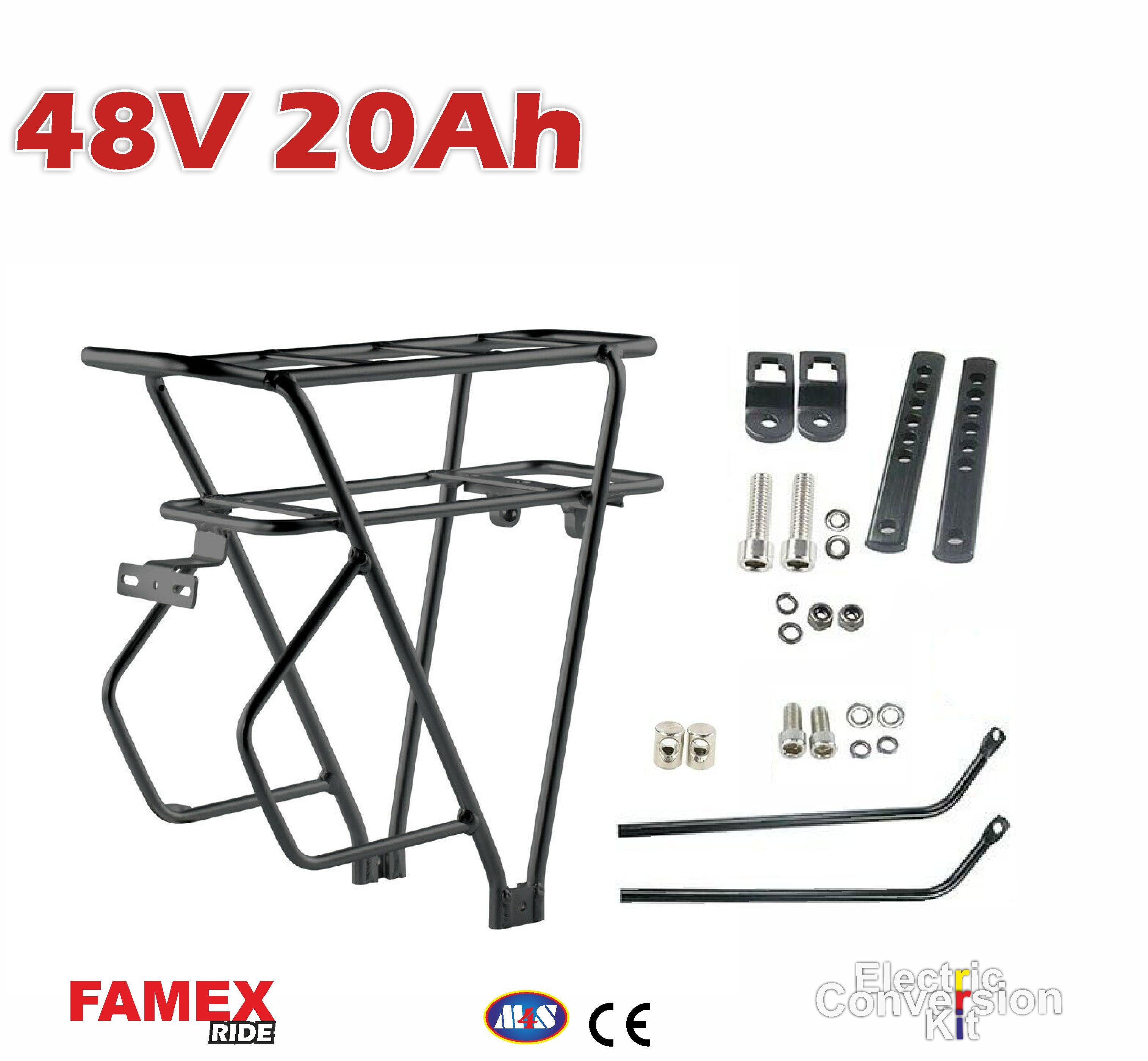 FAMEX RIDE® 48V20Ah E-bike Li-ion Rear Battery & Rack USB – Famex Ride