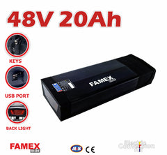FAMEX RIDE® 48V20Ah E-bike Li-ion Rear Battery & Rack USB