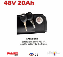 FAMEX RIDE® 48V20Ah E-bike Li-ion Rear Battery & Rack USB