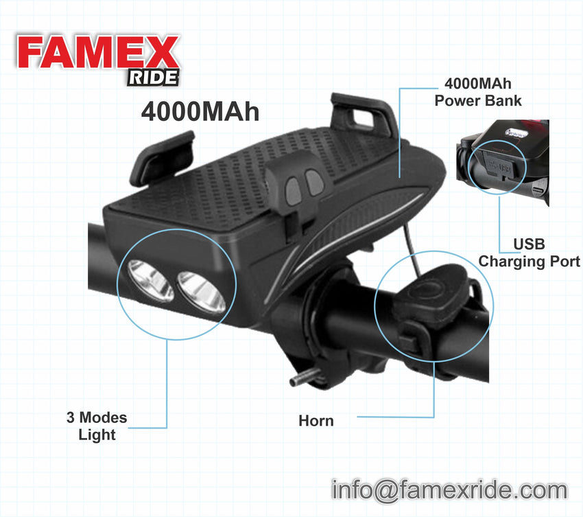 4 in1 Bicycle Mobile Holder With Power Bank