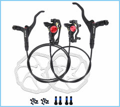 FAMEX RIDE Zoom Hydraulic Disc Brakes Mountain Bike Sets MTB Front & Rear Set with Floating Disc Rotor 160mm & Colour Bolts (Black)