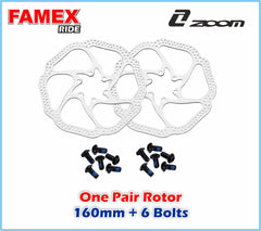 FAMEX RIDE Zoom Hydraulic Disc Brakes Mountain Bike Sets MTB Front & Rear Set with Floating Disc Rotor 160mm & Colour Bolts (Black)